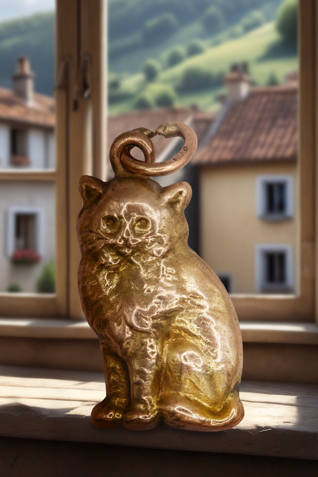 9ct 375 Gold Cat Charm (1950s)