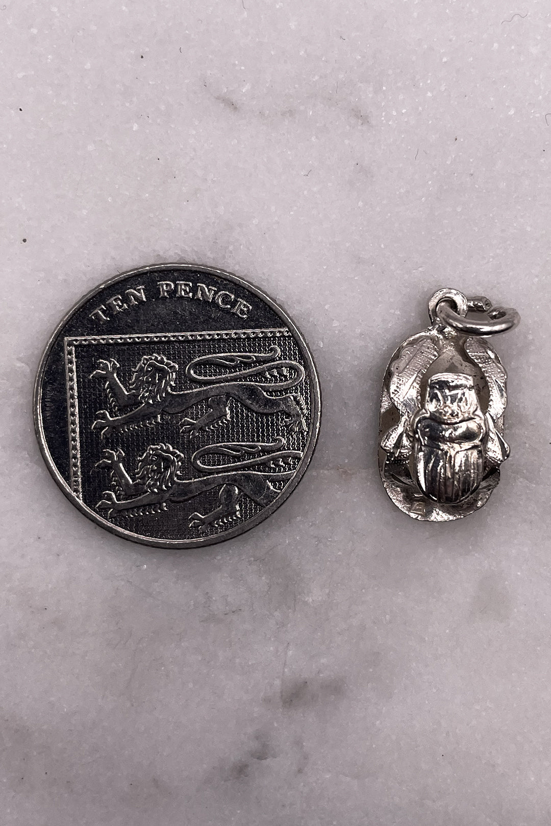 The Sacred Scarab Beetle of Ancient Egypt Vintage Charm (925 Sterling Silver, made circa 1950 - 1970)