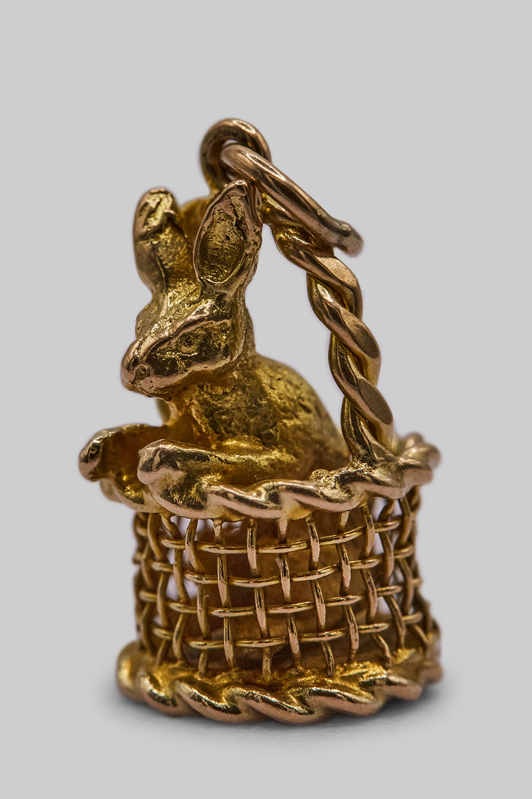 The Curious Golden Bunny in a Basket Charm (9ct 375 Gold 1958)