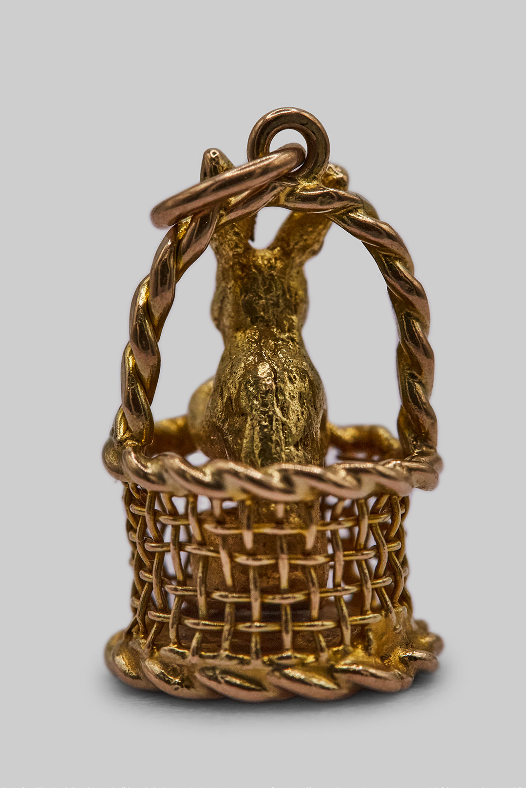 The Curious Golden Bunny in a Basket Charm (9ct 375 Gold 1958)