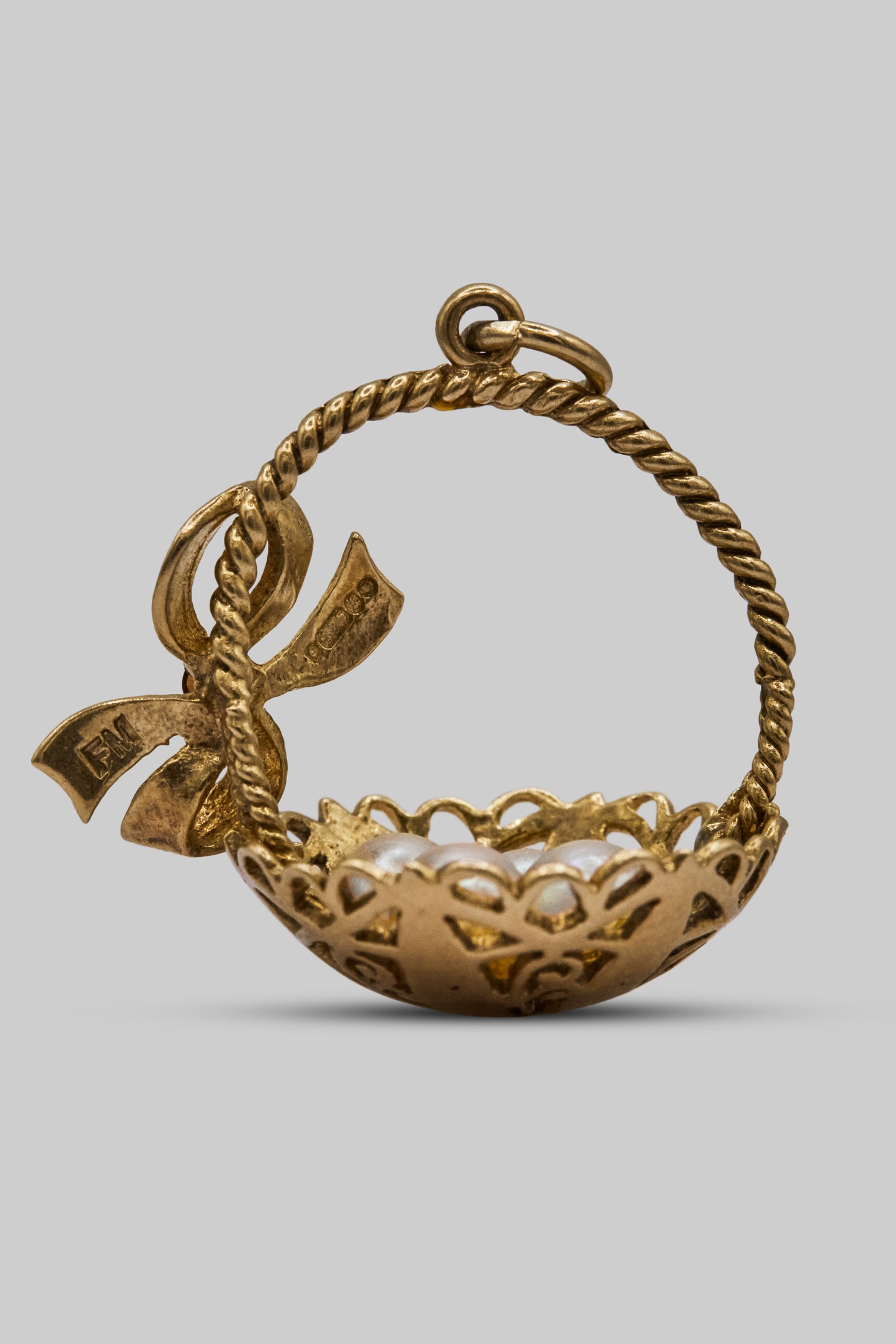 The Treasured Nest of Pearls Charm (9ct 375 Gold, Cultured Pearls made in 1966)