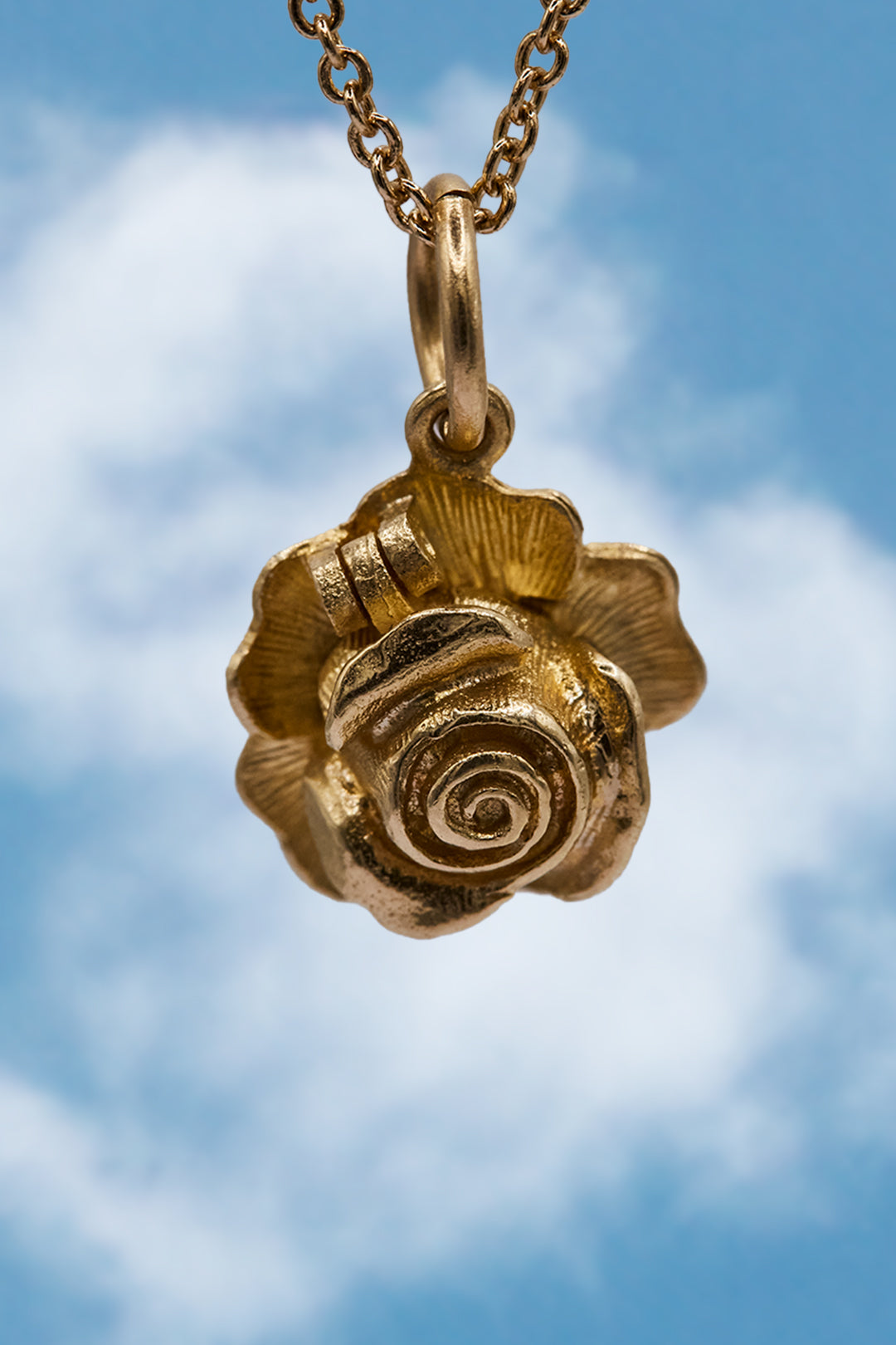 The Delicate Opening Golden Rose with a Ladybird Vintage Charm (9ct 375 Gold)
