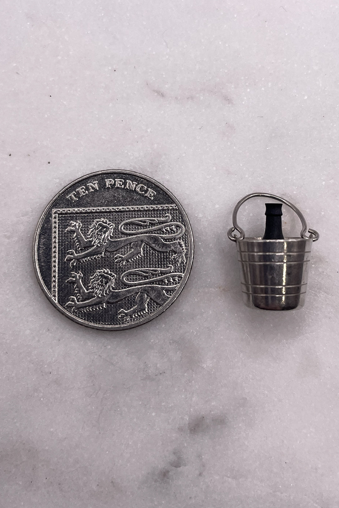 The Celebratory Champagne in the Ice Cold Bucket Vintage Charm (925 Sterling Silver, made circa 1950 - 1970)