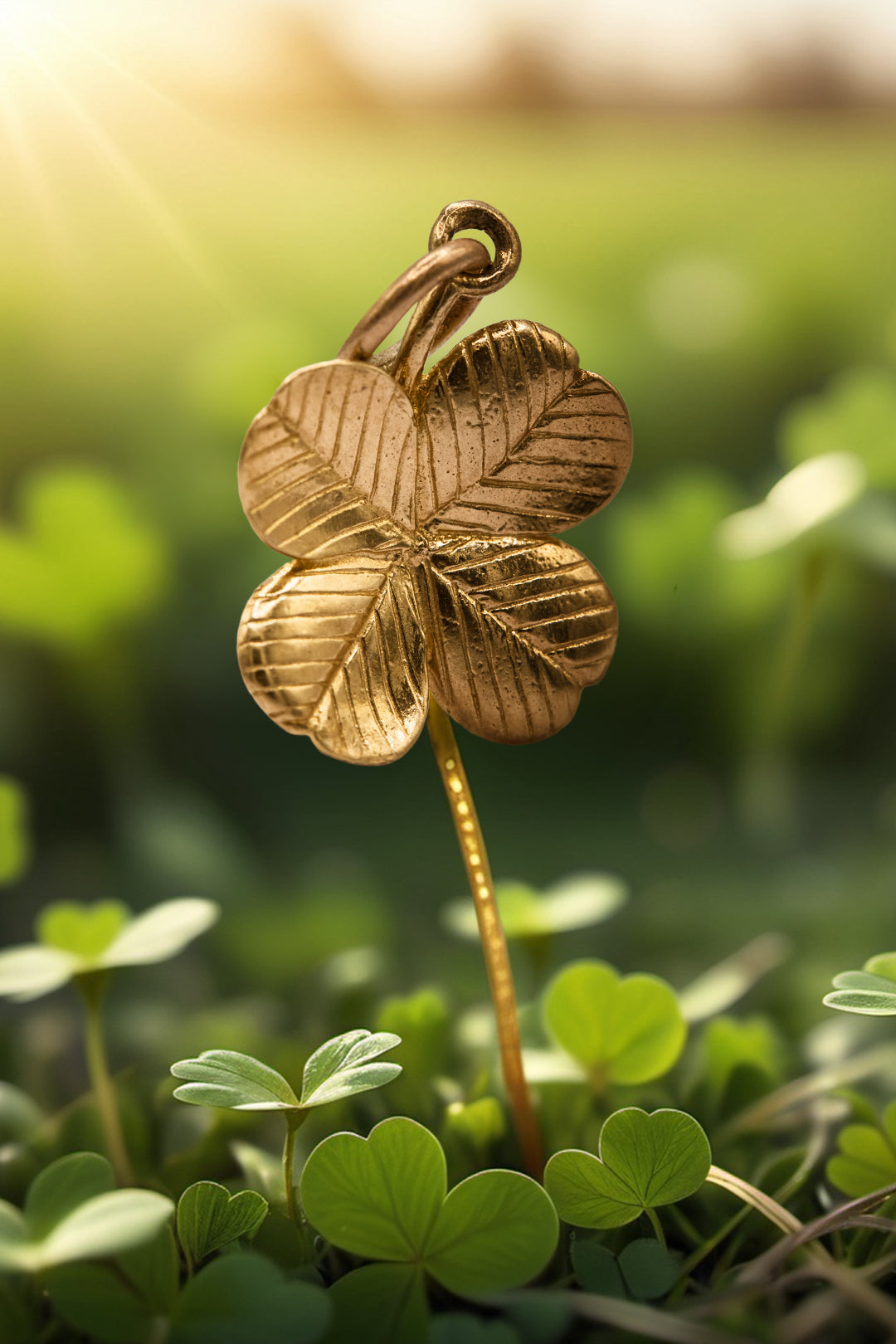 9ct 375 Gold Vintage Four Leaf Clover Charm