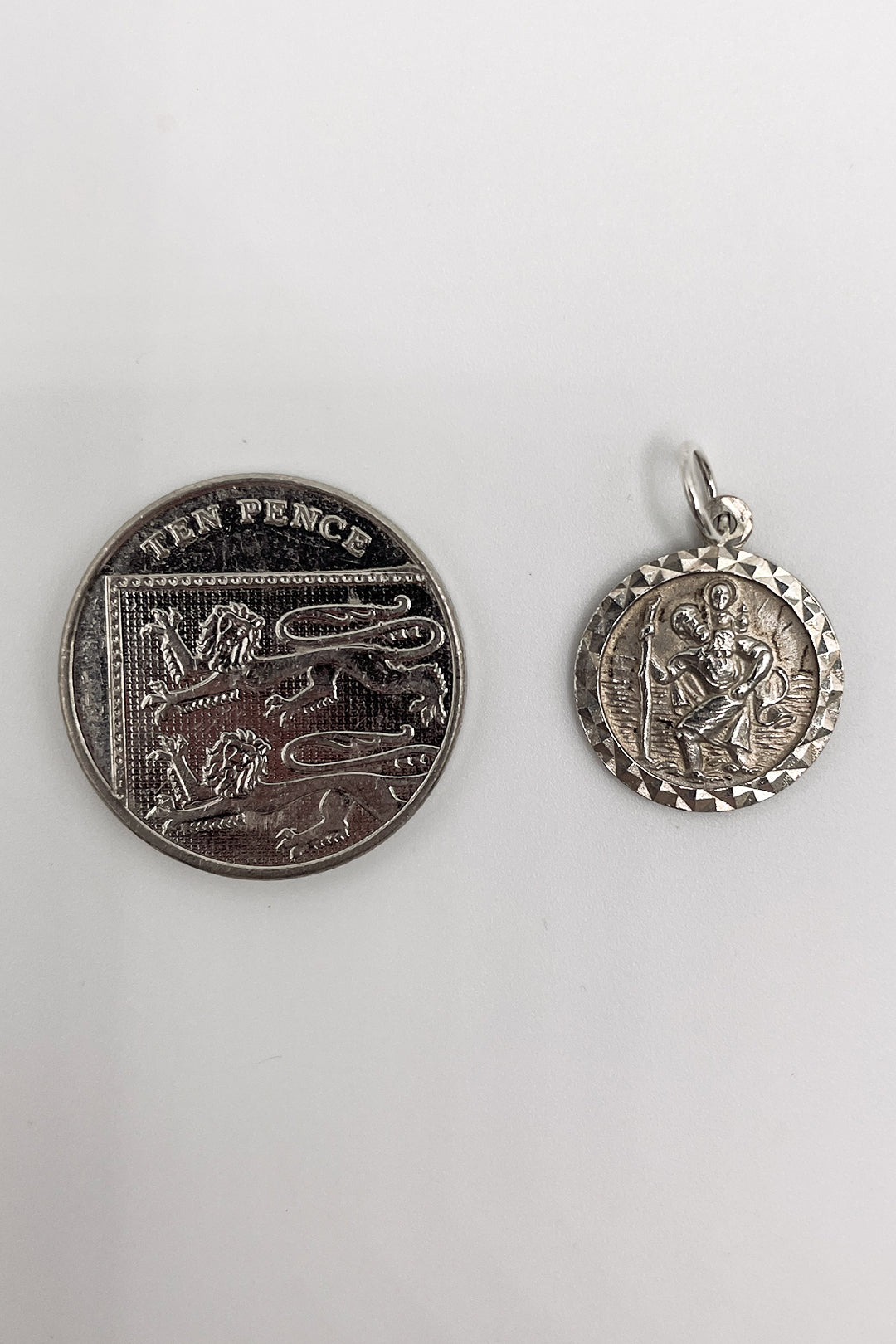The Good Luck Token of Safe Travels St Christopher Vintage Charm (925 Sterling Silver made c 1950s - 1970s)