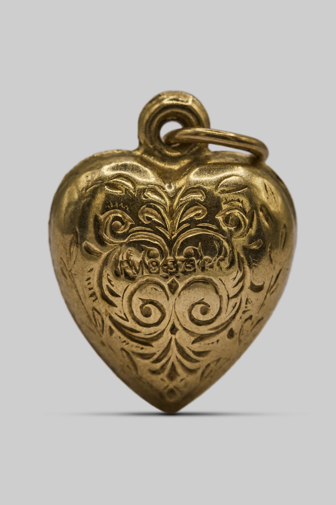 9ct 375 Gold Engraved Heart Charm (375 9ct gold, made in 1965)