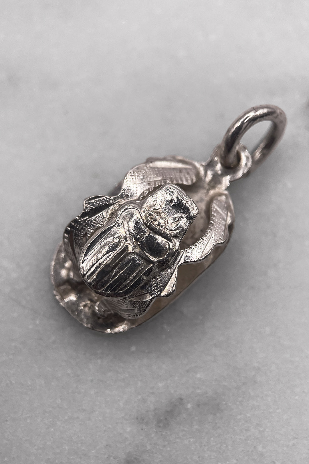 The Sacred Scarab Beetle of Ancient Egypt Vintage Charm (925 Sterling Silver, made circa 1950 - 1970)