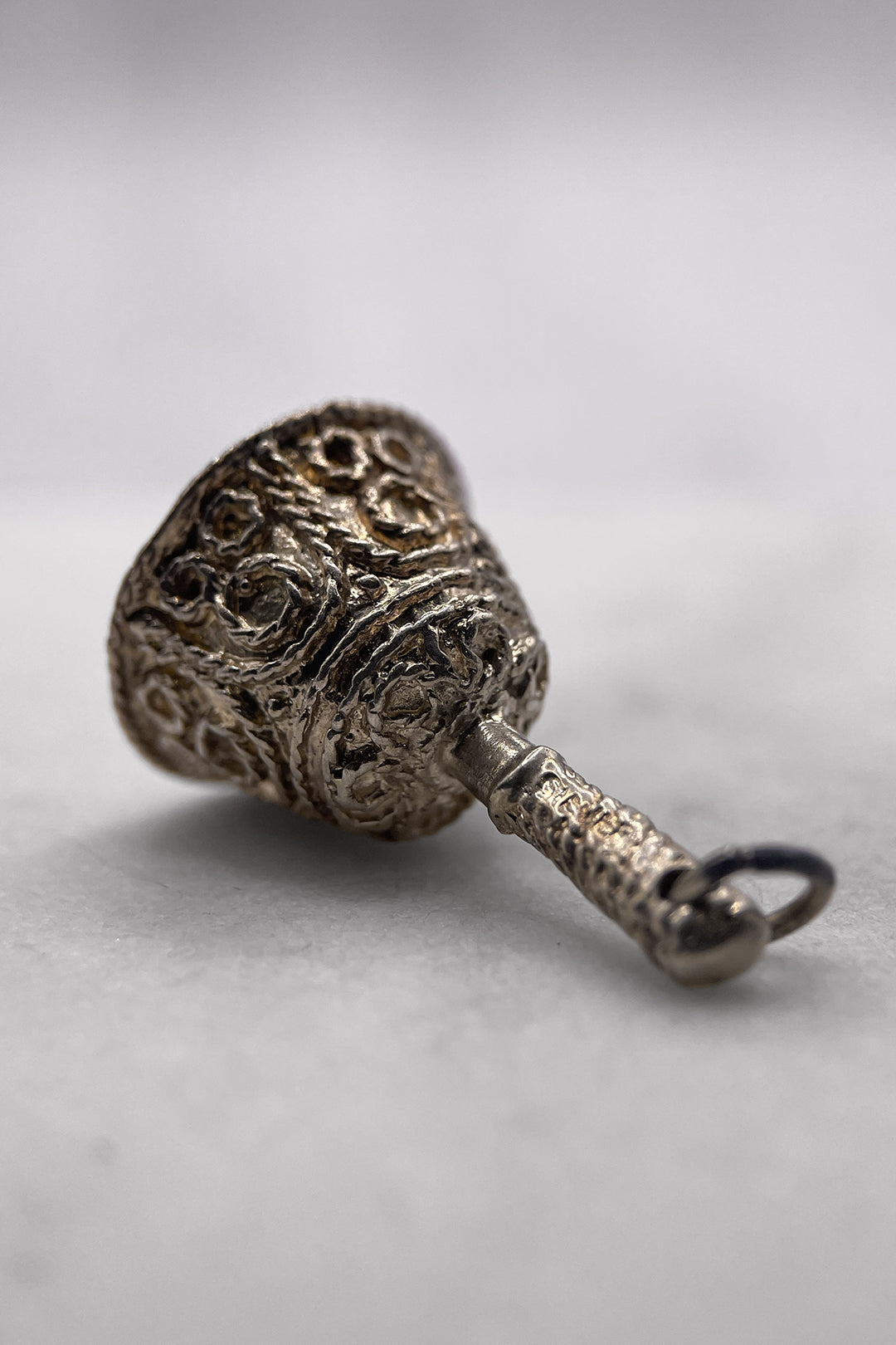The Ornate Hand Bell of the Cottage Articulated Vintage Charm (925 Sterling Silver, made circa 1950 - 1970)