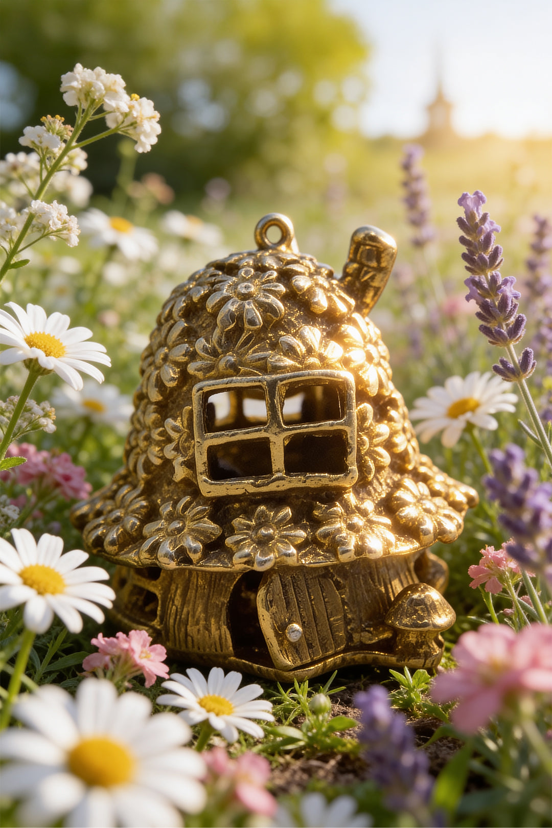 The Enchanted Bunny's Tea Party Opening Vintage Charm (375 9ct gold, made in 1970 by Nuvo)