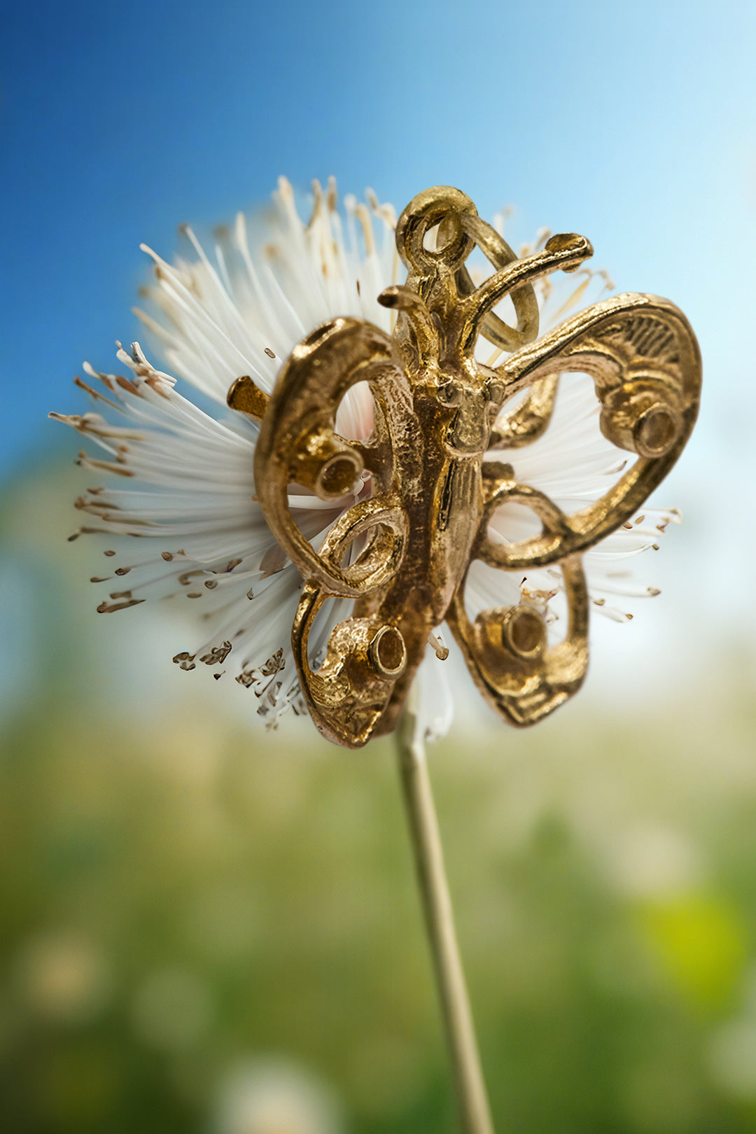 The Fluttering Golden Vintage Butterfly Charm (9ct 375 Gold)