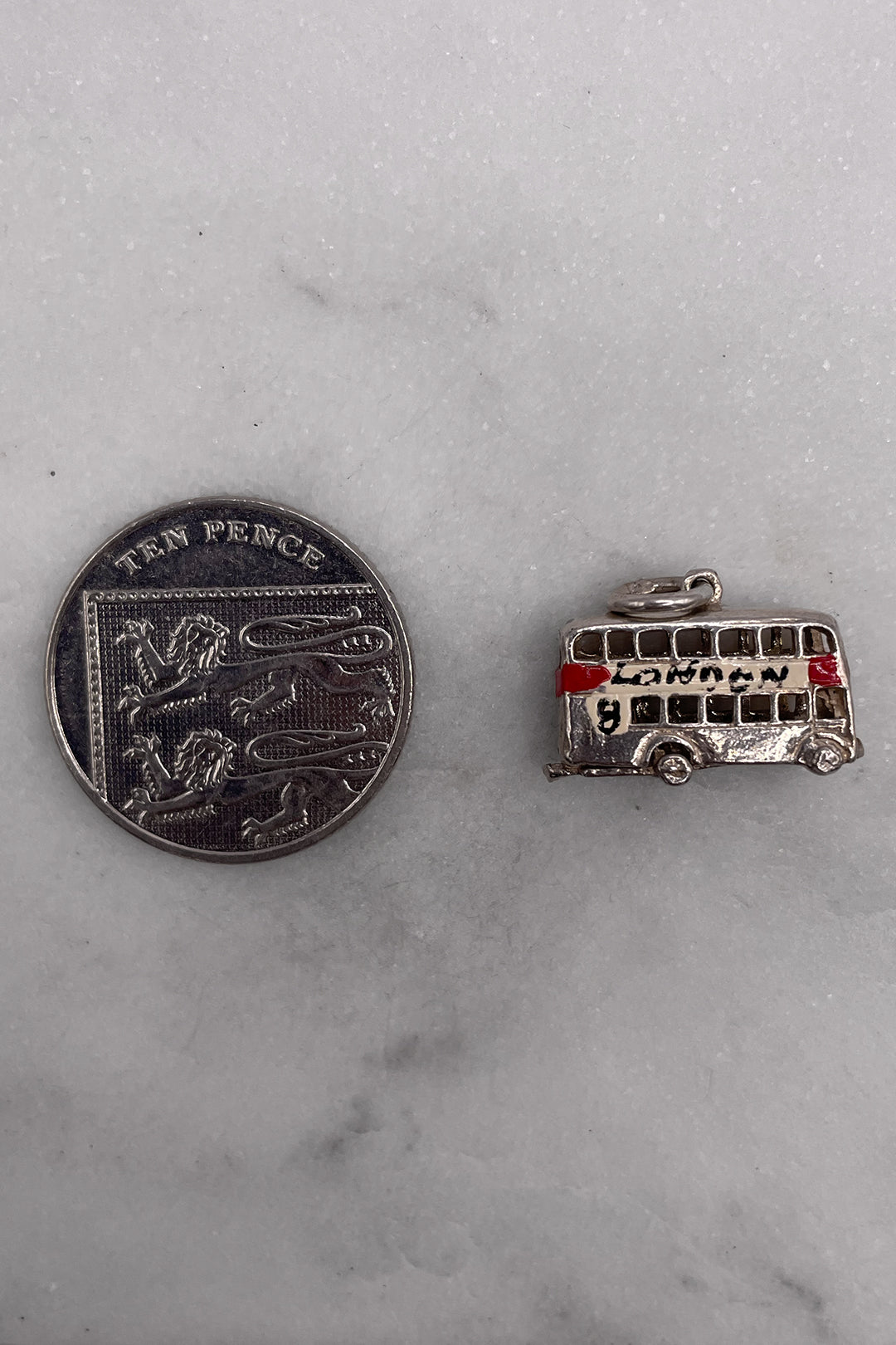 The Enamelled Double Decker Bus of the Busy Streets of London Opening Vintage Charm (925 Sterling Silver, made circa 1950 - 1970) (Copy)