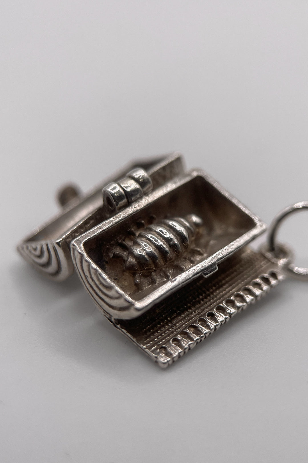 Rare! The Happy Termite Inside the Old Antique Carpet Opening Vintage Charm (925 Sterling Silver made c 1950s - 1970s)