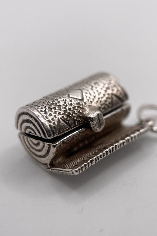 Rare! The Happy Termite Inside the Old Antique Carpet Opening Vintage Charm (925 Sterling Silver made c 1950s - 1970s)