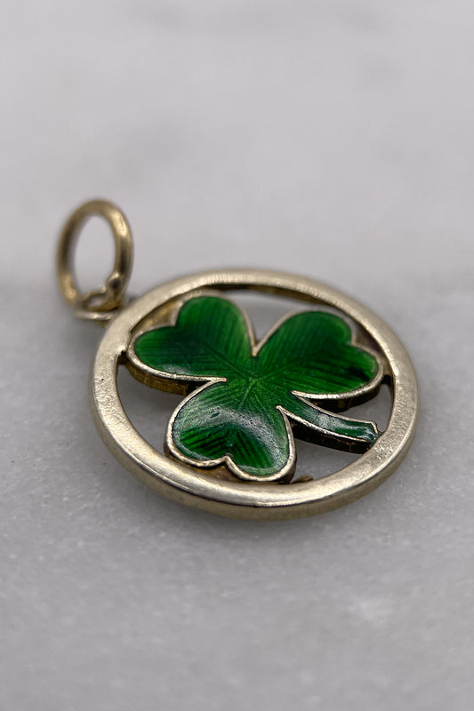 The Emerald Green Clover of Faith, Hope and Love Vintage Charm (375 9ct gold, made in 1959)