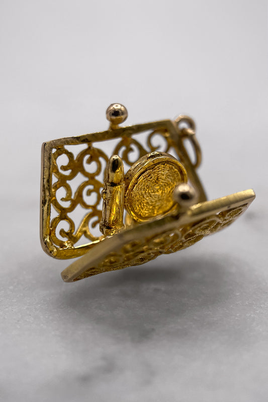 The Opening Vanity Clutch Bag Charm of Glamour Vintage Charm (375 9ct gold, made in 1968)