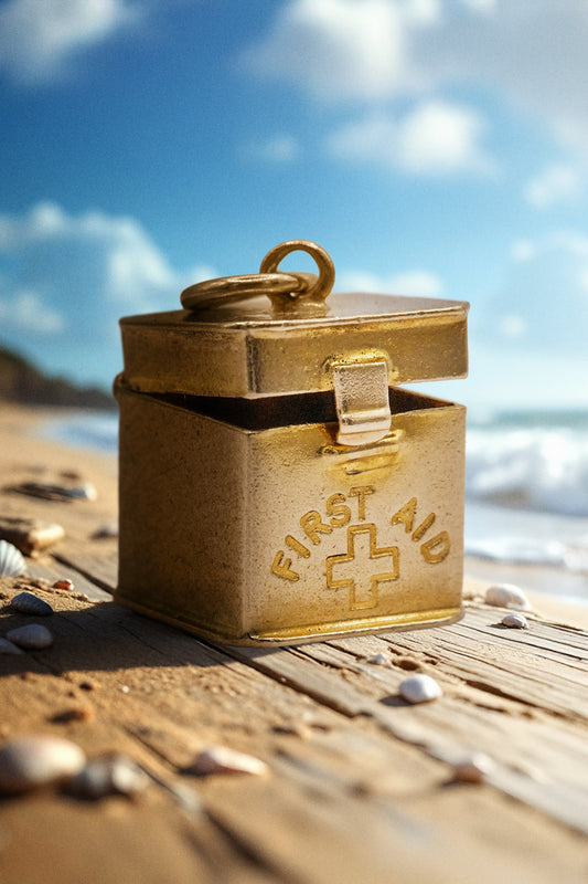 The Golden Life Saving First Aid Box Charm (9ct 375 Gold 1950's)