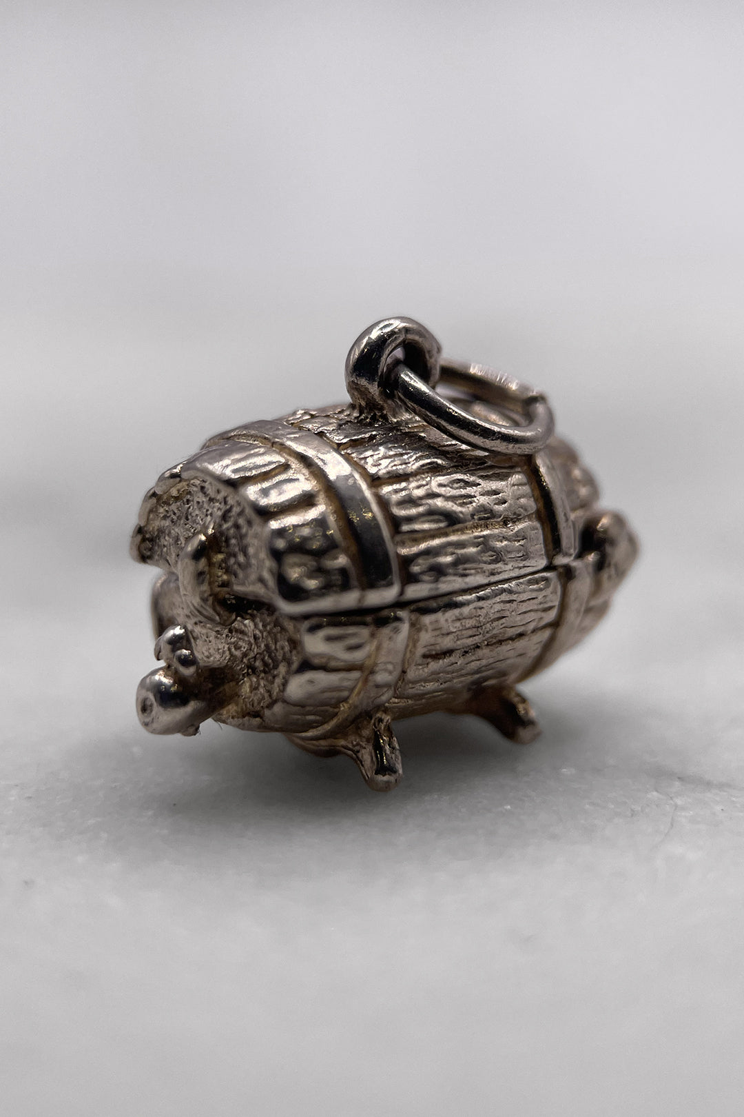 The Crazy Drunken Man of the Barrells Opening Vintage Charm (925 Sterling Silver, made circa 1950 - 1970)