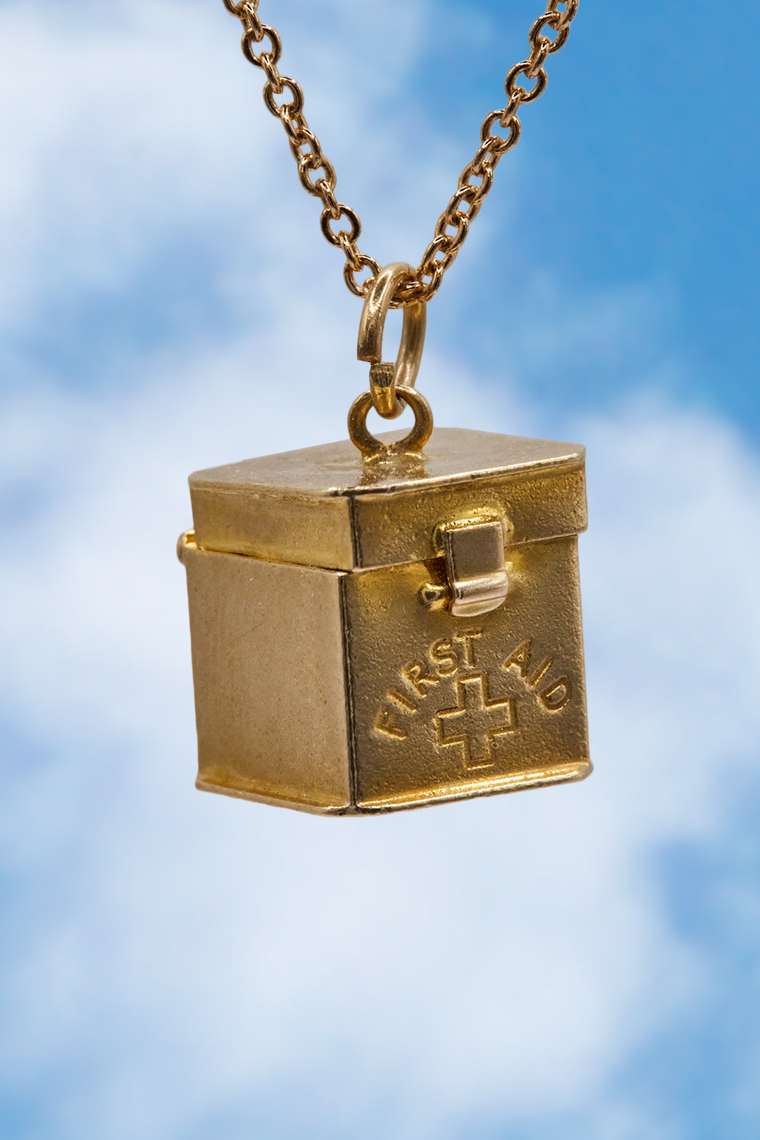 The Golden Life Saving First Aid Box Charm (9ct 375 Gold 1950's)