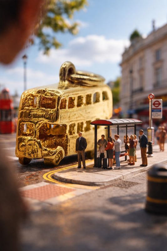 The Golden Double Decker Bus of London Charm (375 9ct gold, made in 1970)
