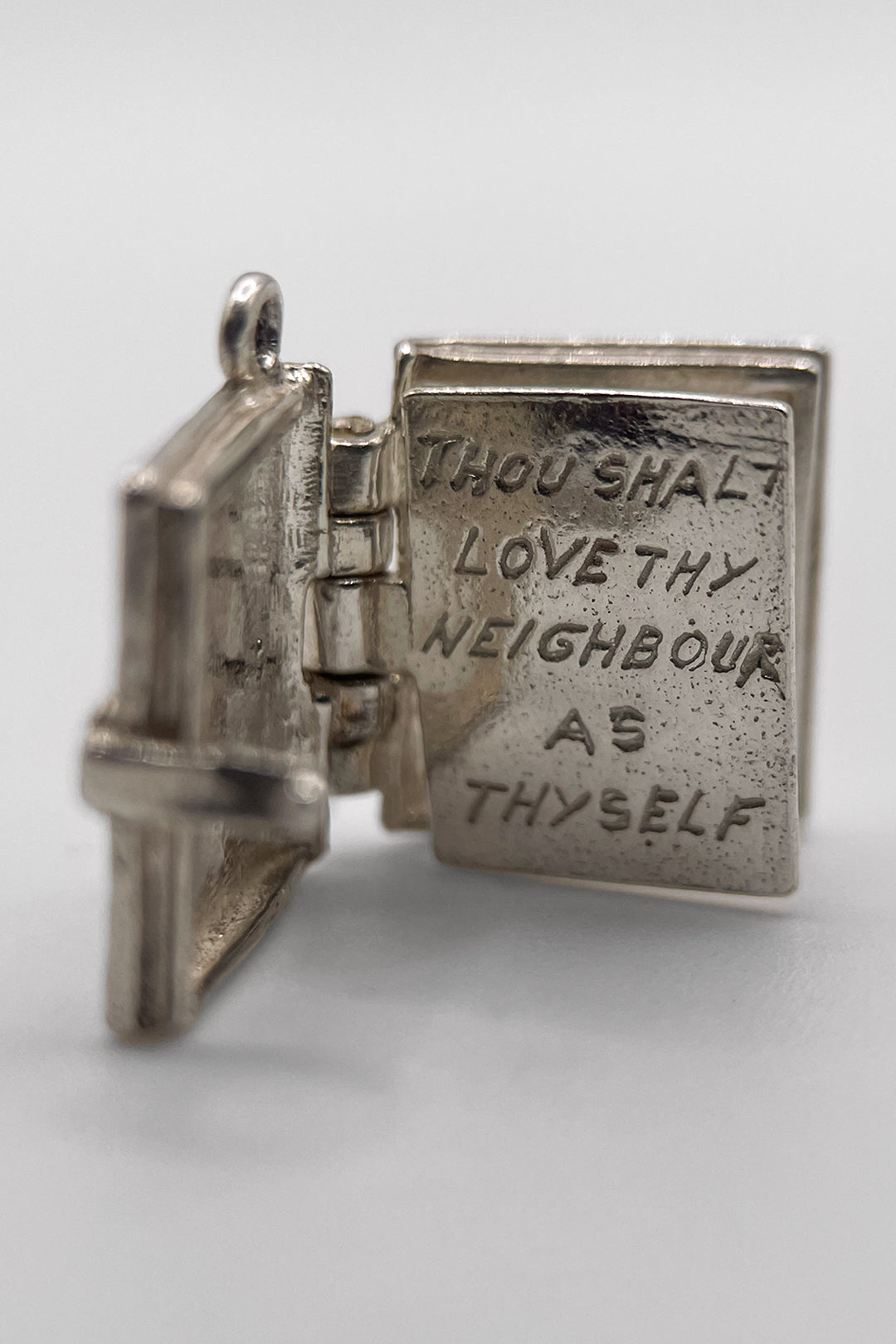 The Opening Holy Bible of Commandments Vintage Charm (925 Sterling Silver made c 1950s - 1970s)