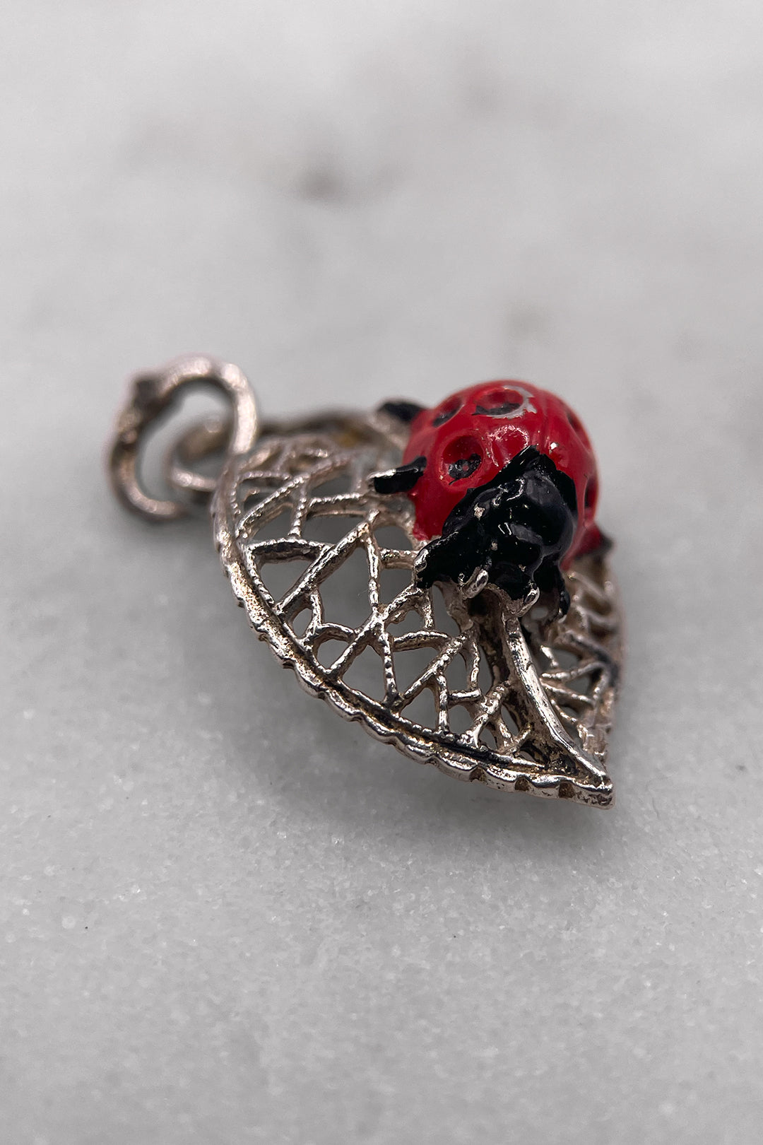 The Hungry Enamelled Ladybird of the Forest Vintage Charm (925 Sterling Silver, made circa 1950 - 1970)