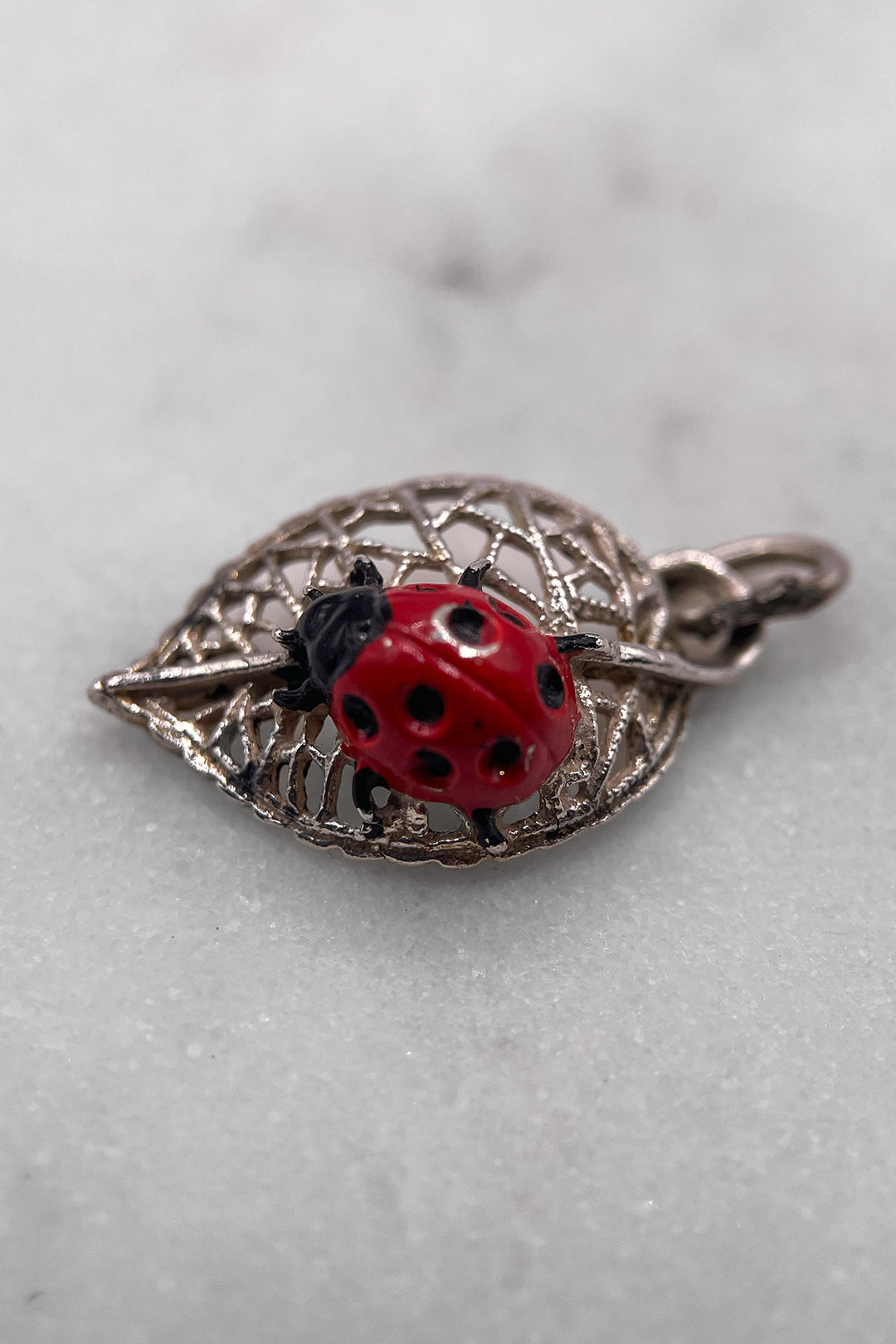 The Hungry Enamelled Ladybird of the Forest Vintage Charm (925 Sterling Silver, made circa 1950 - 1970)