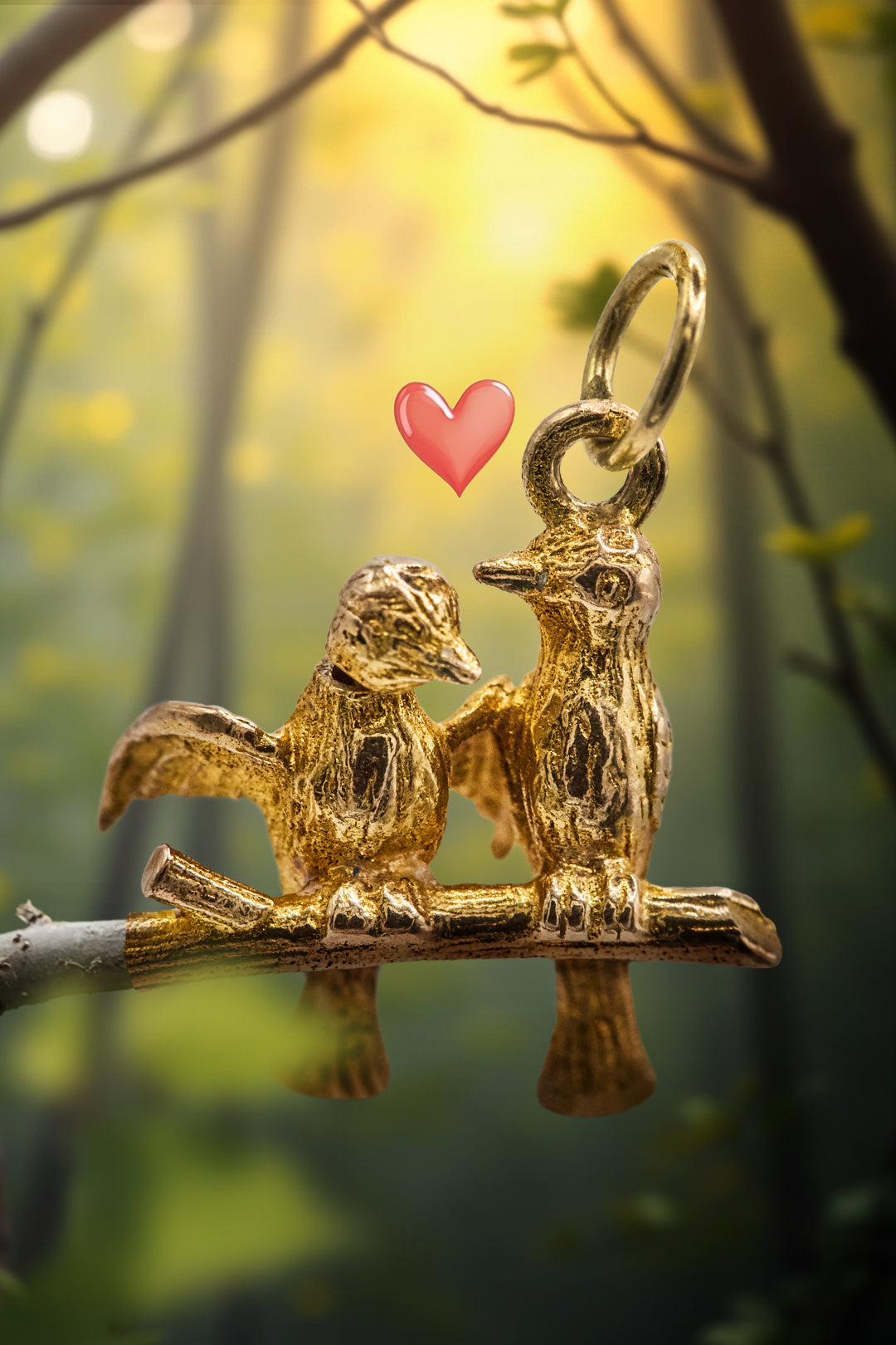 The Loyal Golden Lovebirds Charm (9ct 375 Gold 1956)