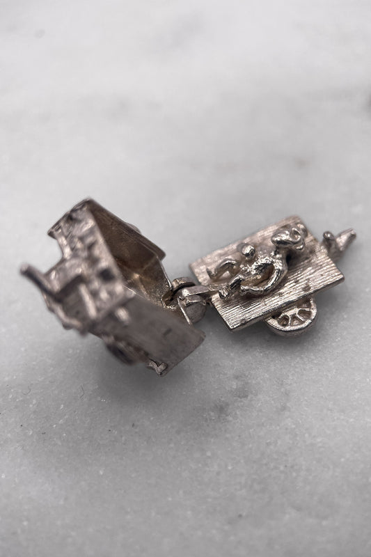 The Cheeky Monkey of the Organ Grinder Opening Vintage Charm (925 Sterling Silver, made circa 1950 - 1970)