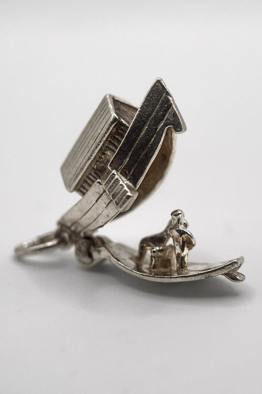 Noah's Animal Rescue Ark Opening Vintage Charm (925 Sterling Silver made c 1950s - 1970s)