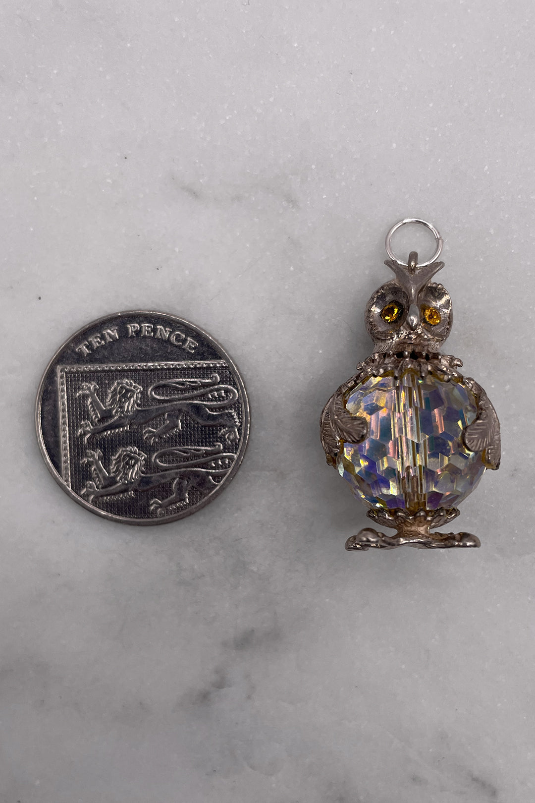The Watchful and Wise Owl of Midnight HEAVY Vintage Charm (925 Sterling Silver, made circa 1950 - 1970)