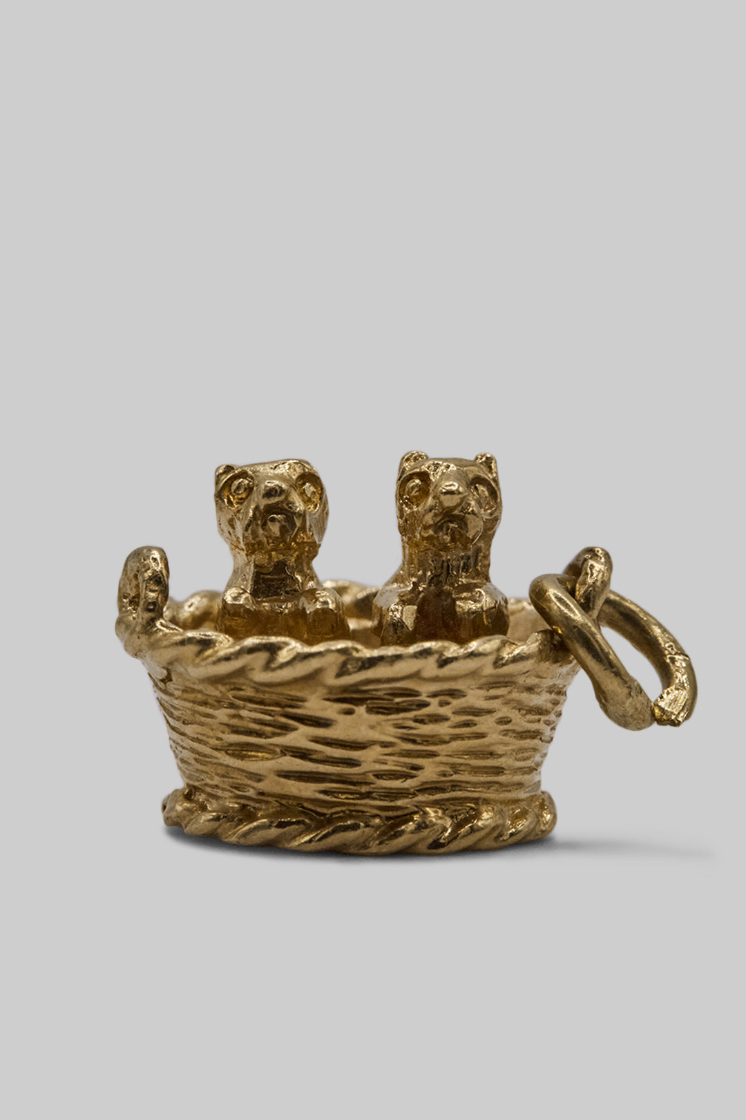 The Golden Basket of Puppy Love Vintage Charm (375 9ct gold, made in 1968)