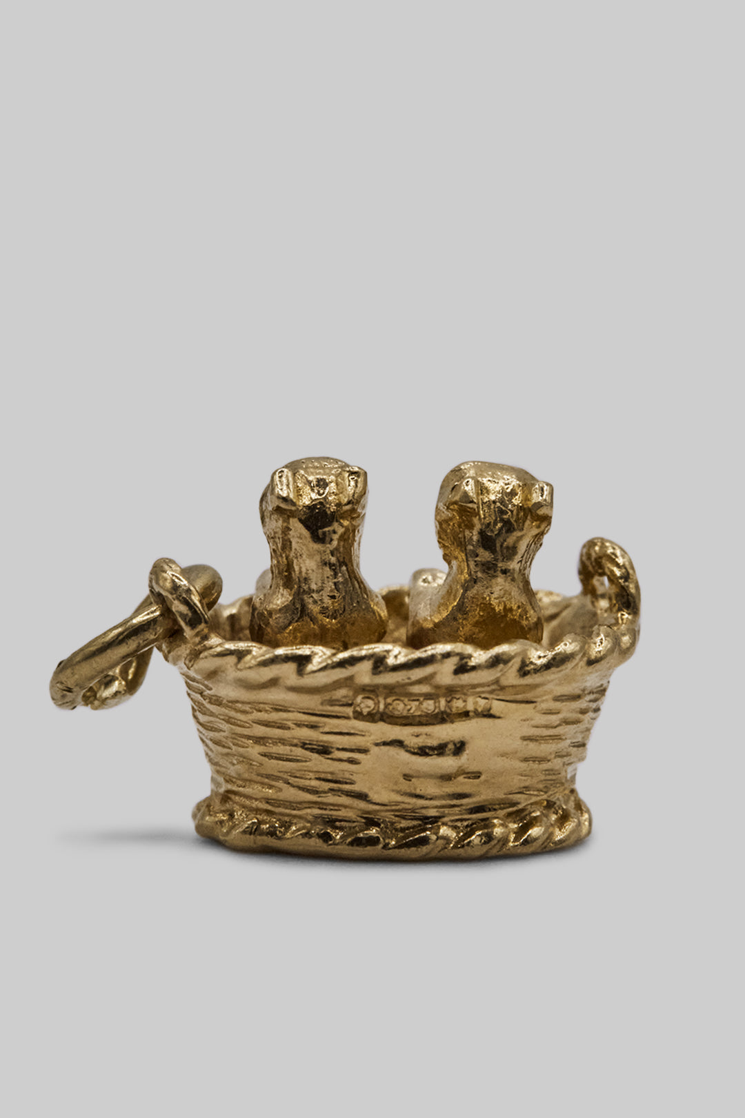 The Golden Basket of Puppy Love Vintage Charm (375 9ct gold, made in 1968)