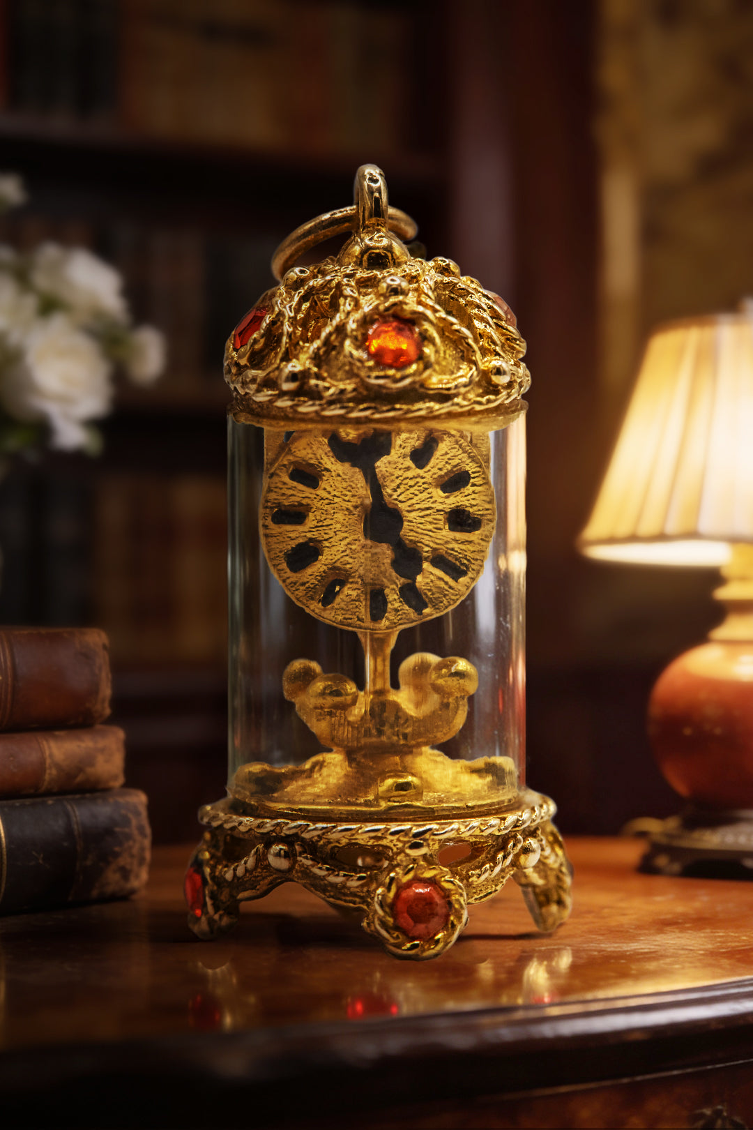 The Ornate Victorian Mantle Clock of the Fireplace Charm (375 9ct gold, made in 1961)