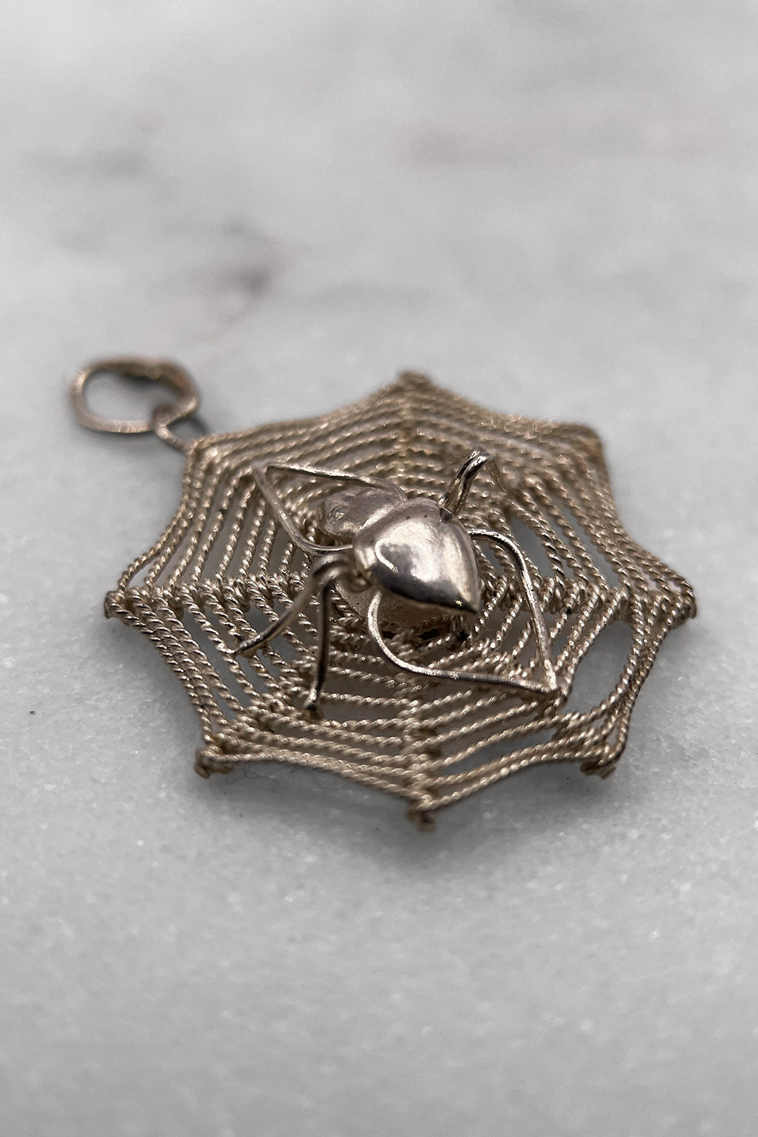 The Spooky Spiders Web of the Haunted House Vintage Charm (925 Sterling Silver, made circa 1950 - 1970)