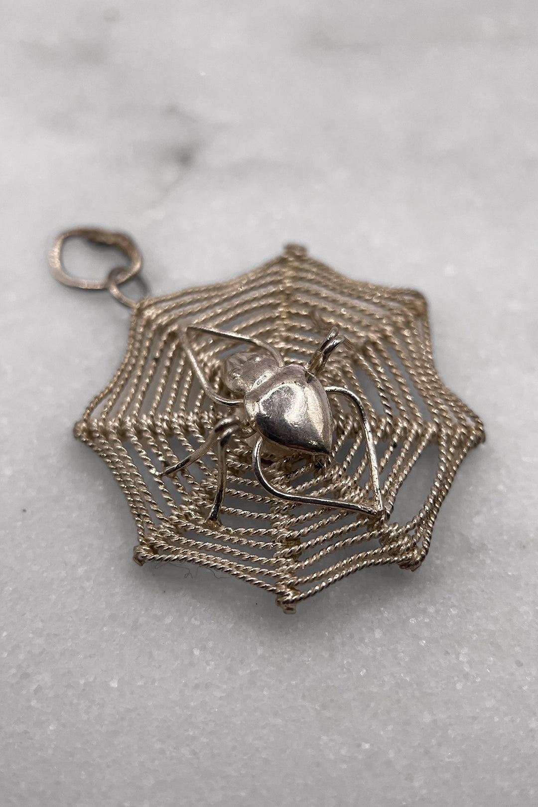 The Spooky Spiders Web of the Haunted House Vintage Charm (925 Sterling Silver, made circa 1950 - 1970)