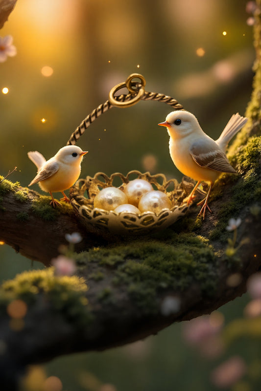 The Treasured Nest of Pearls Charm (9ct 375 Gold, Cultured Pearls made in 1966)