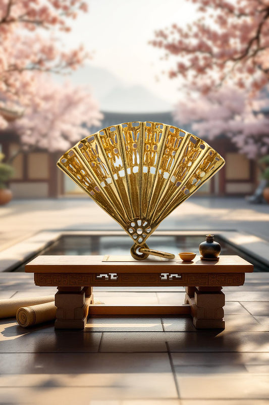 The Golden Oriental Brisé Fan Charm (375 9ct gold, made in 1973)