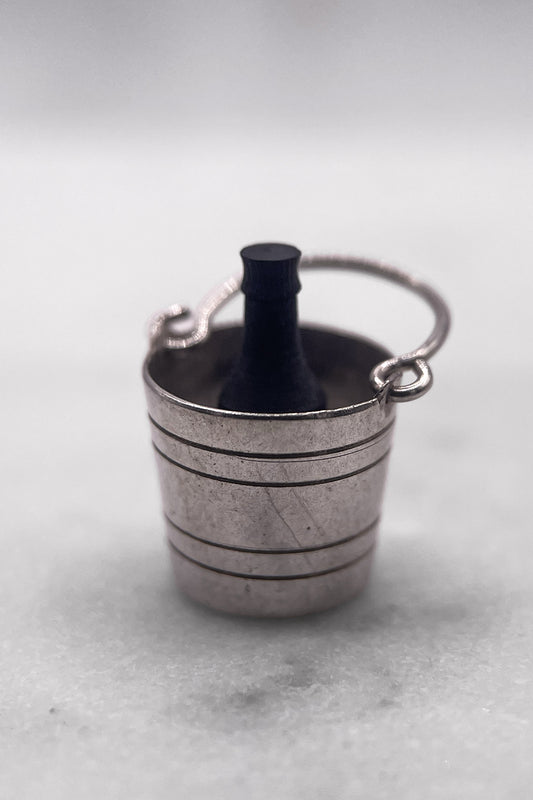 The Celebratory Champagne in the Ice Cold Bucket Vintage Charm (925 Sterling Silver, made circa 1950 - 1970)